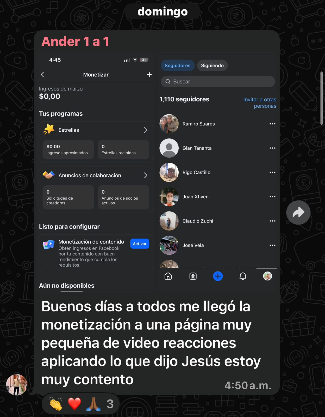 Captura de la monetización configurada de Jacob