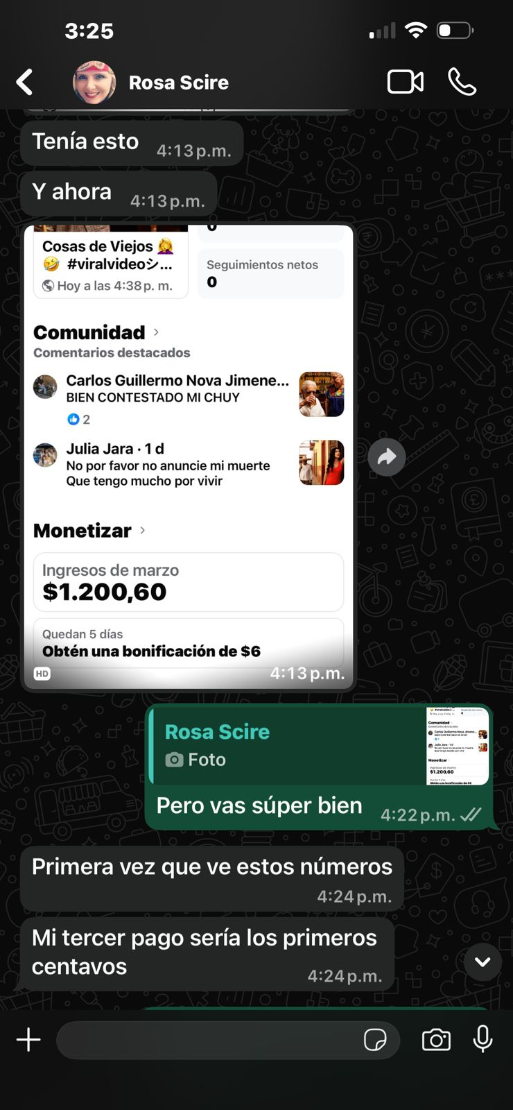 Captura del resultado de Rosa